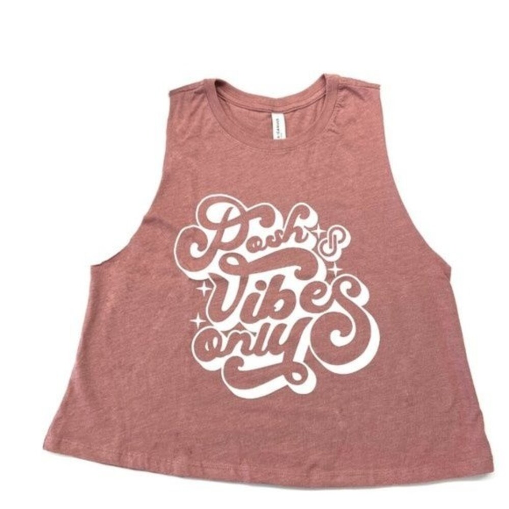 Posh Vibes Only Poshmark Pink Crop Tank Top NWOT Size Medium